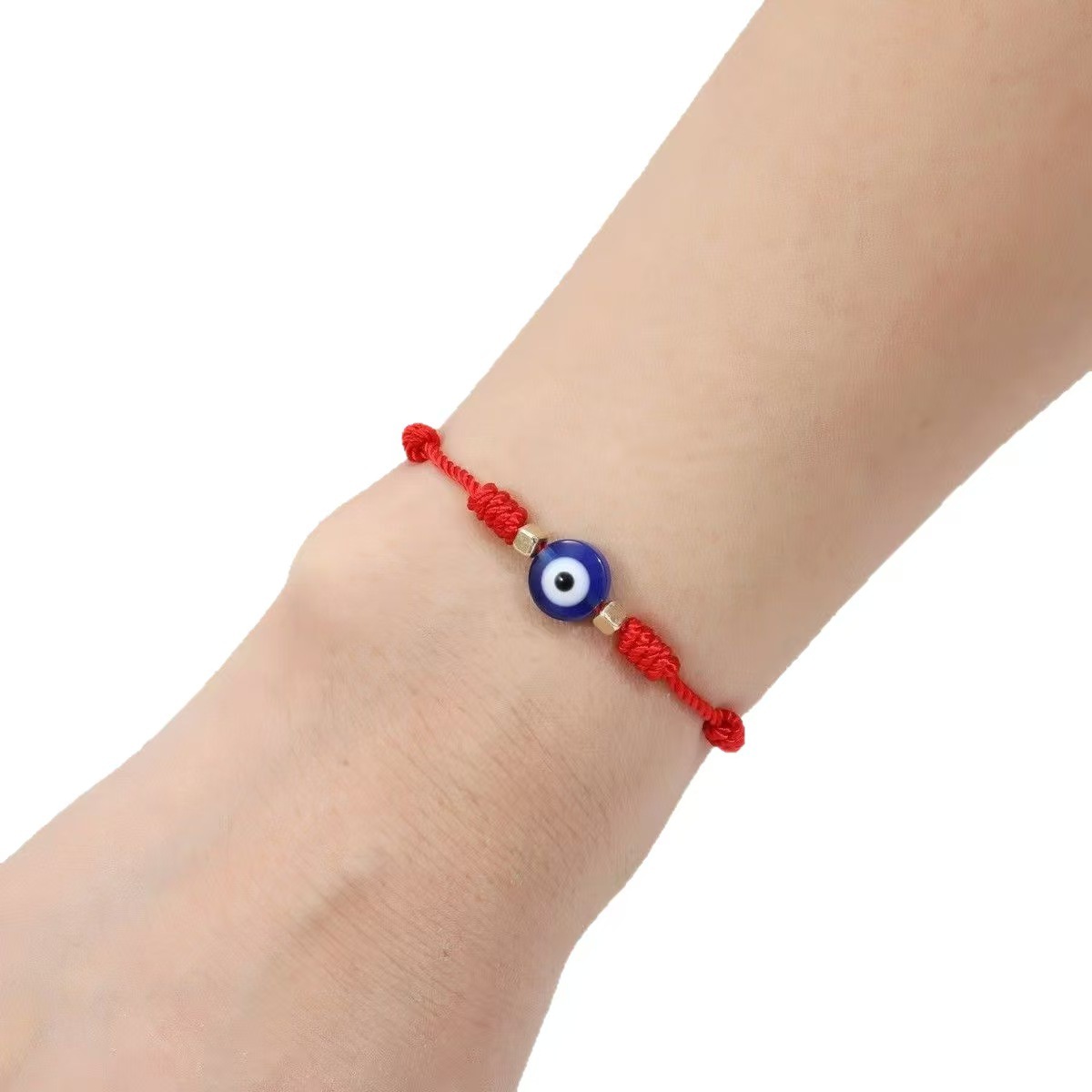Turkish Blue Evil Eye Bracelet with Adjustable String, Gift for Her